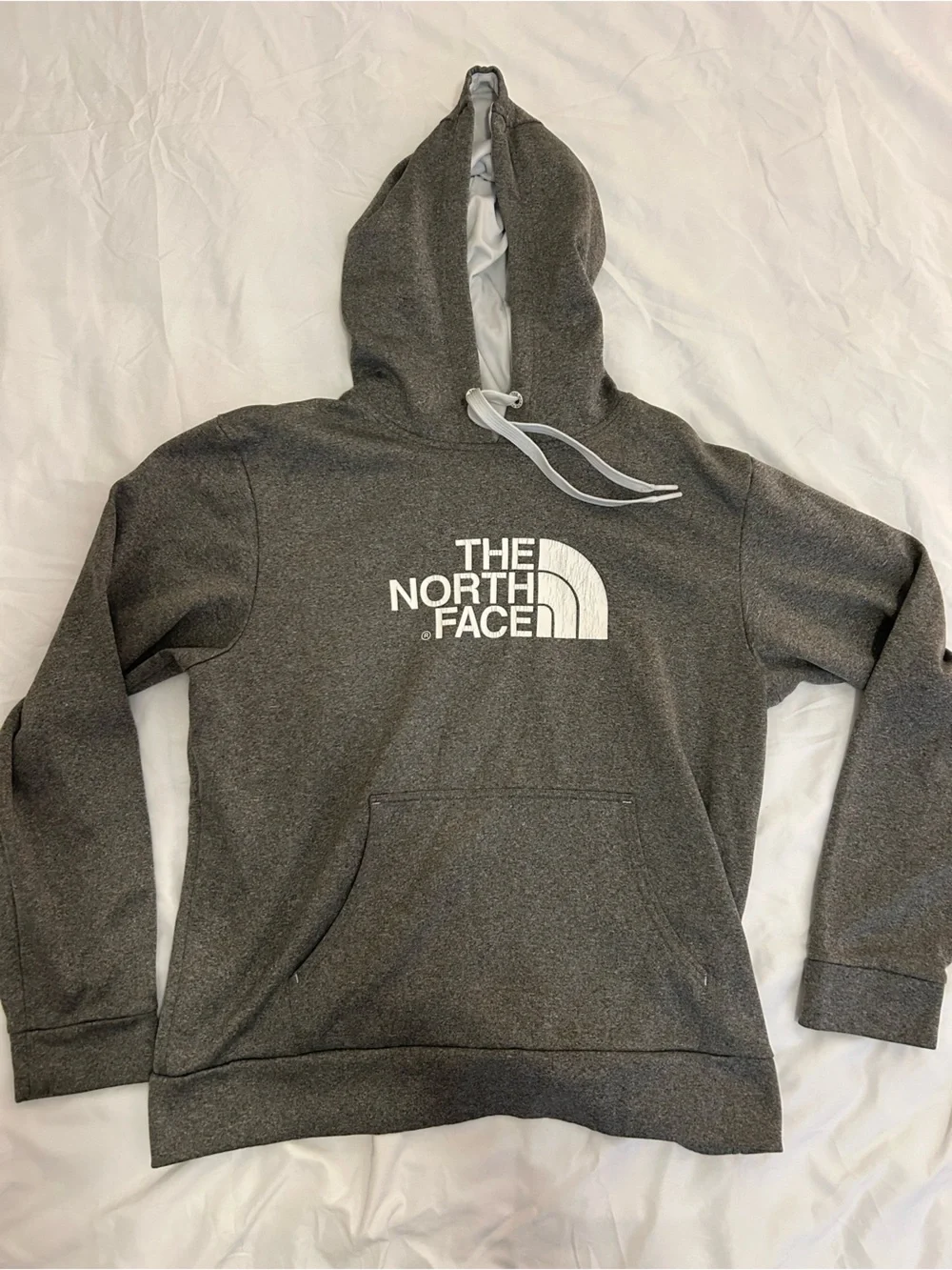The North Face Gray Pullover Hoodie with White Logo